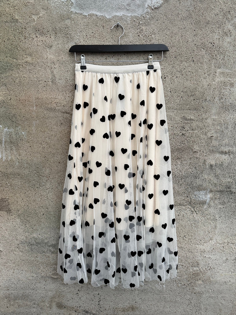 Qnuz 9241 Mesh skirt tyl hearts beige