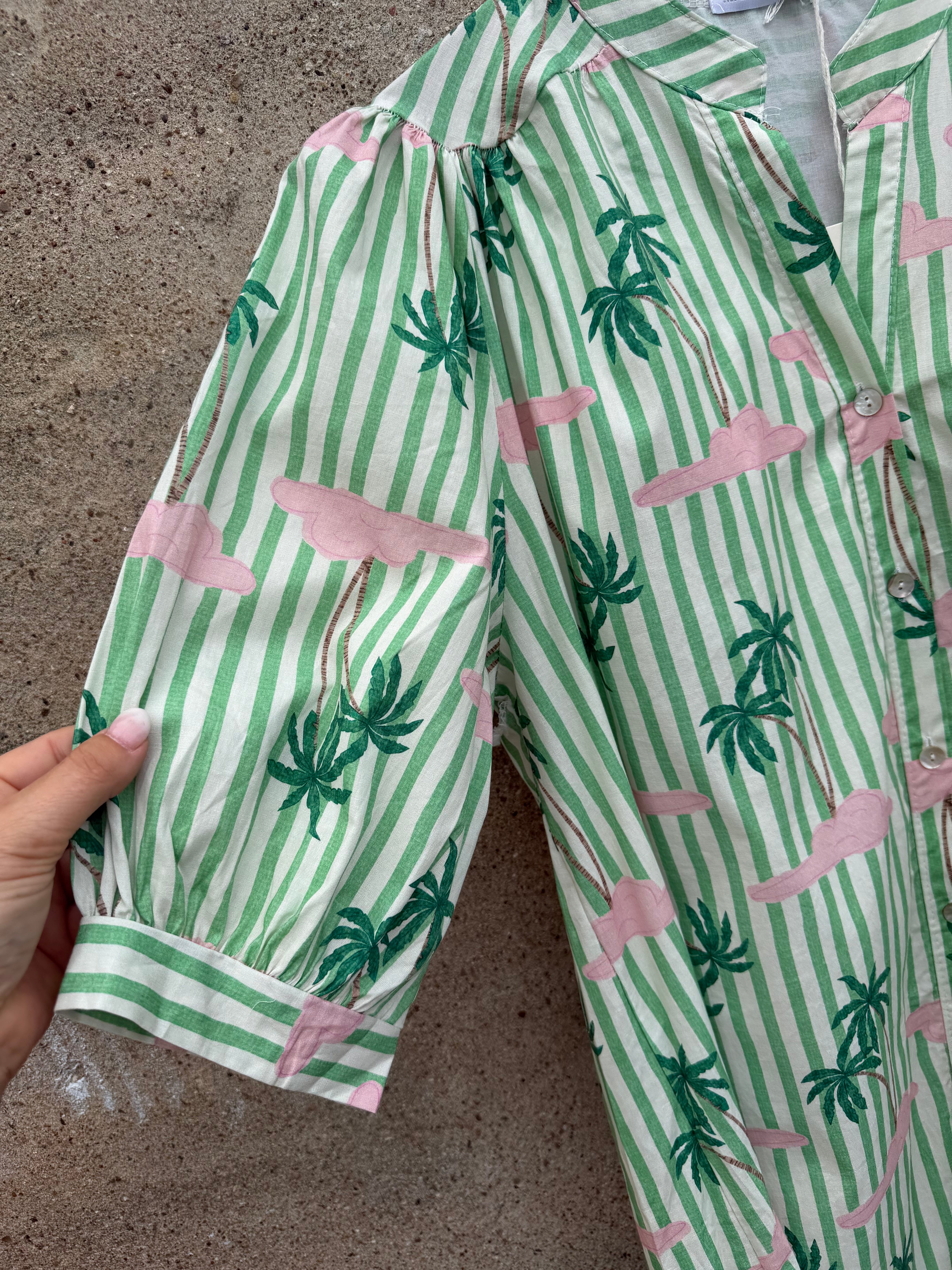 Palm Island dress stripe mint