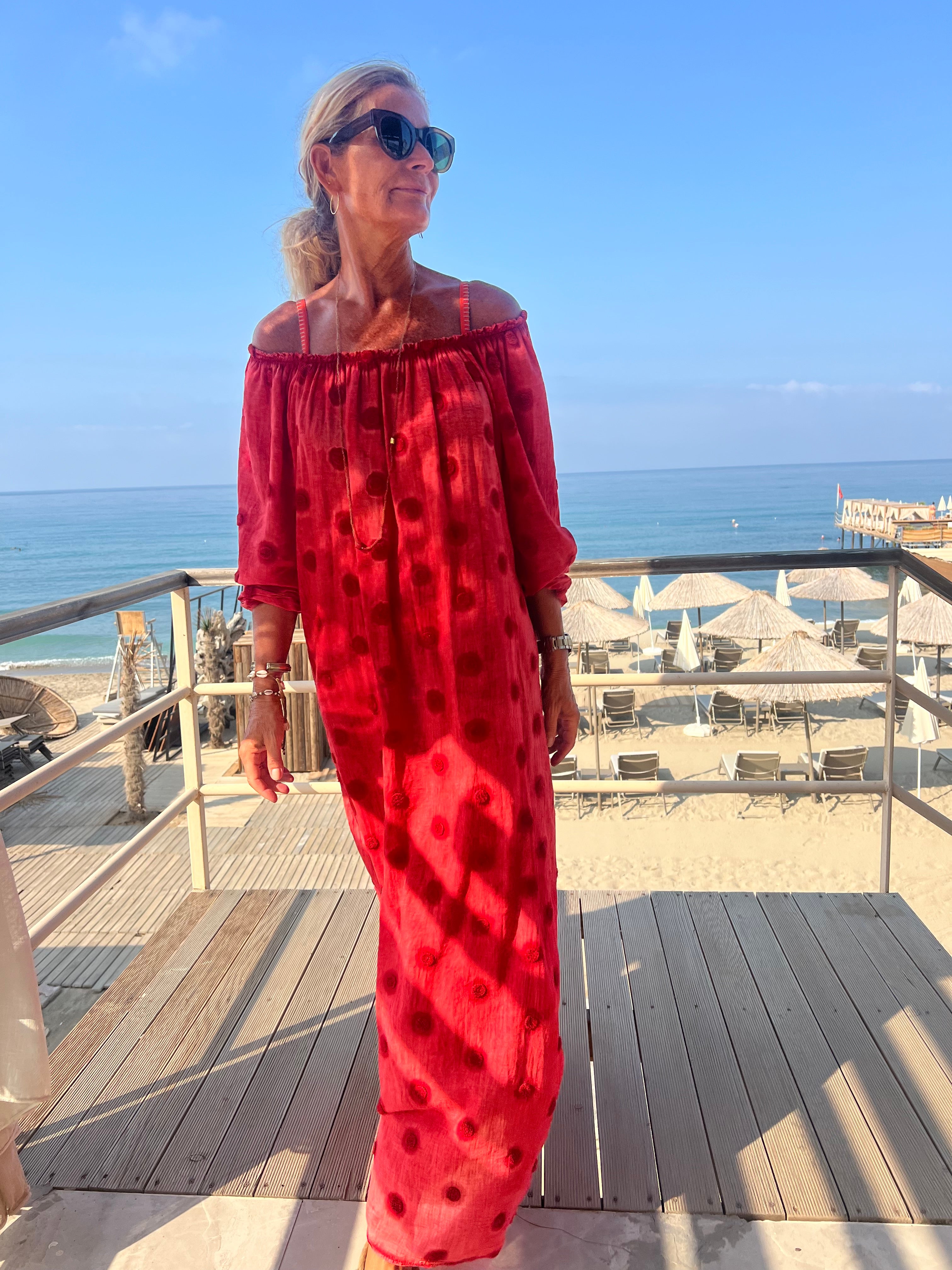 CABANA Living 3808-01 Dot dress red