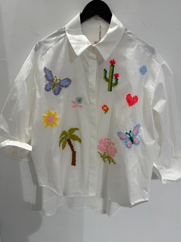 Boho Love B1327-02 skjorte palm white