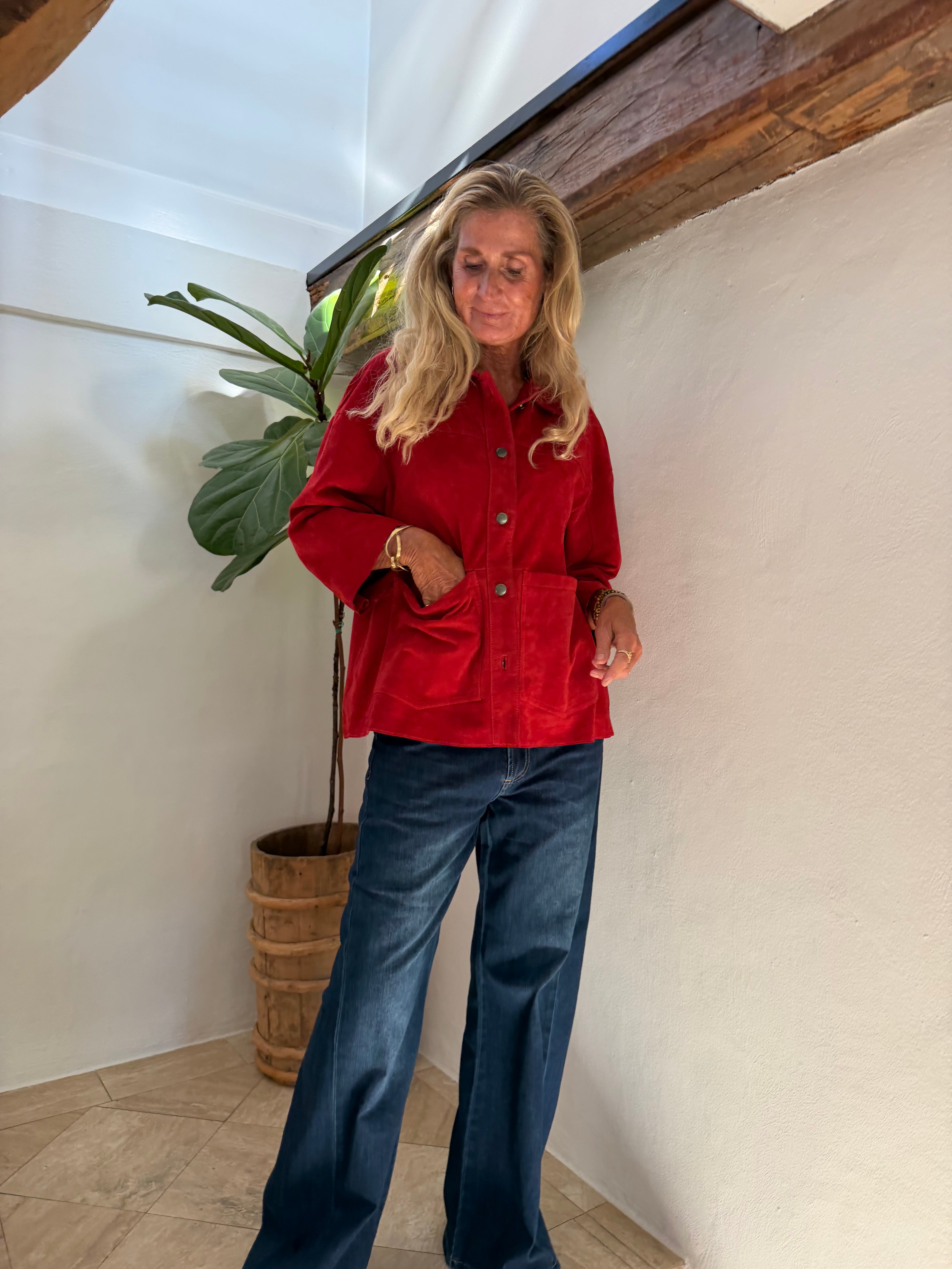 Depeche 51426 tonja oversize shirt suede red
