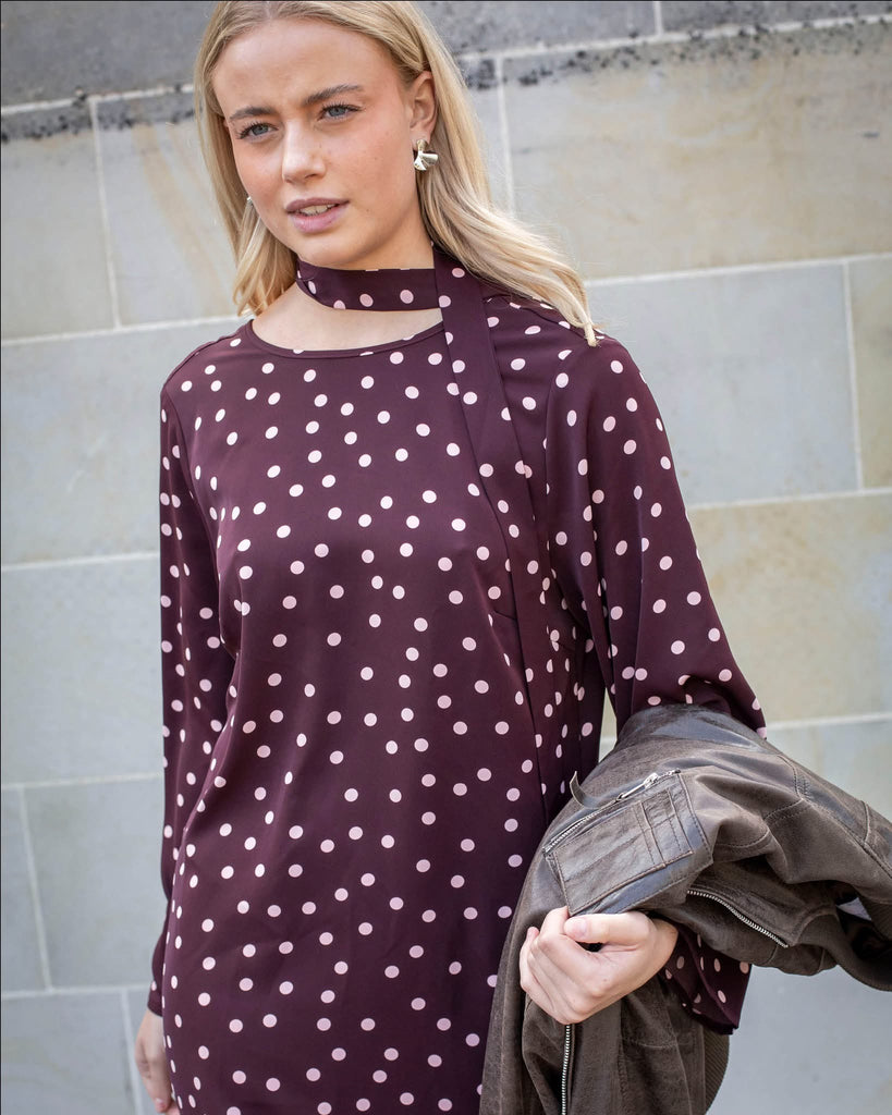 Love & Divine love1421 dot dress bordeaux