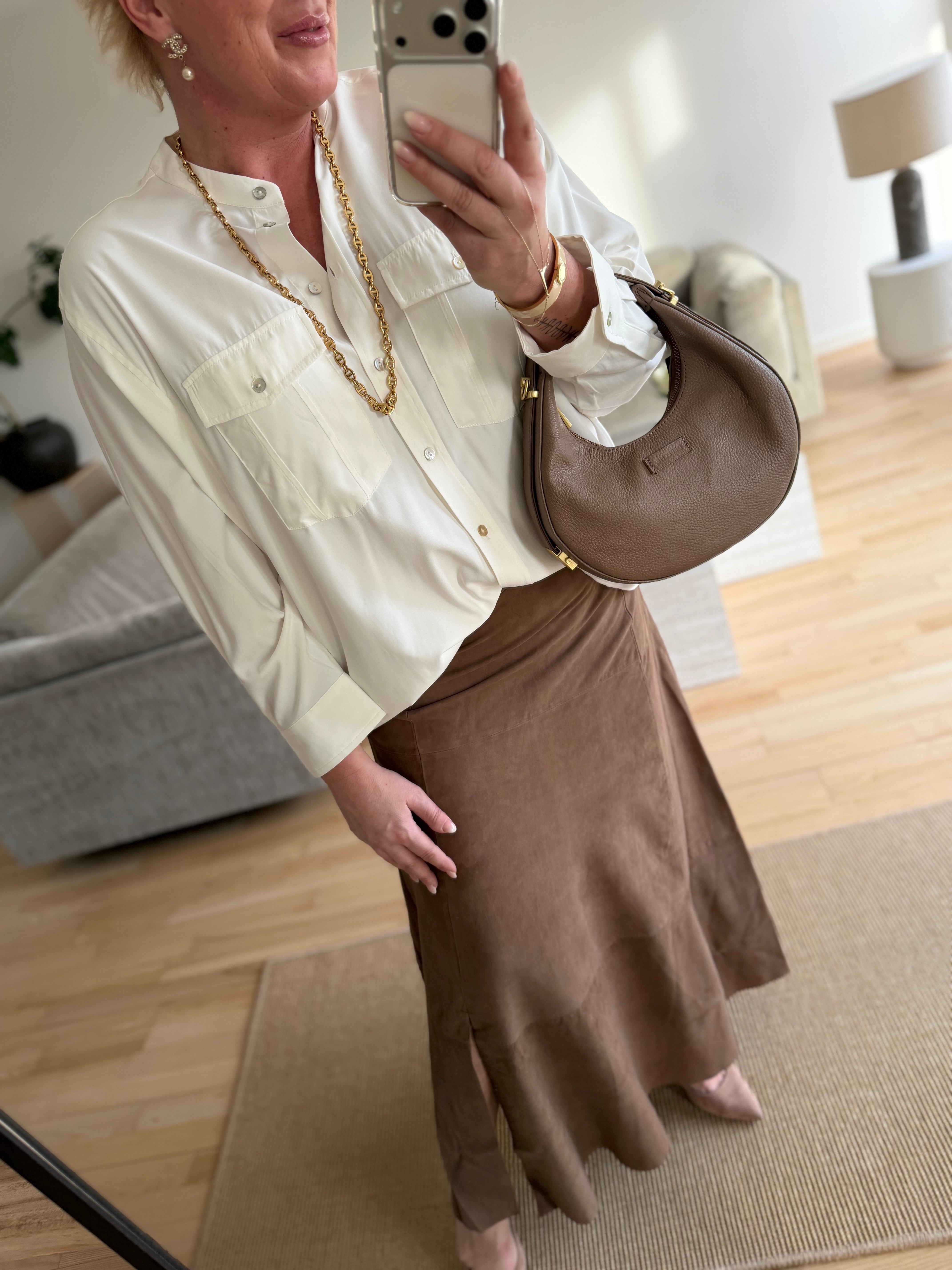 Depeche 51312 Naomi long skirt suede toffee