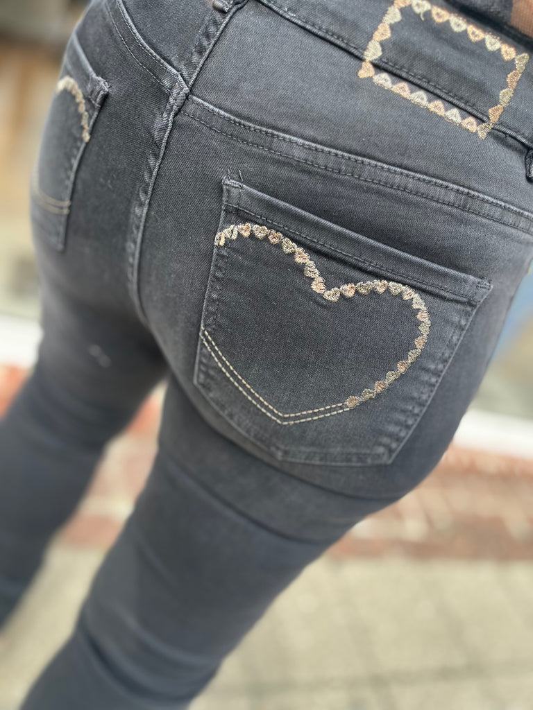 LECOCO 34814 Heart bukser denim washed