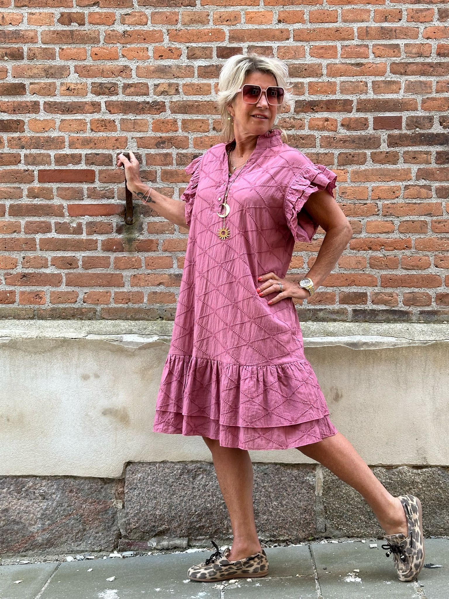 Gaspar 2601733 Jada dress broderi anglaise rose