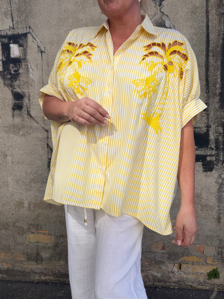 Maui striped shirt palm yellow