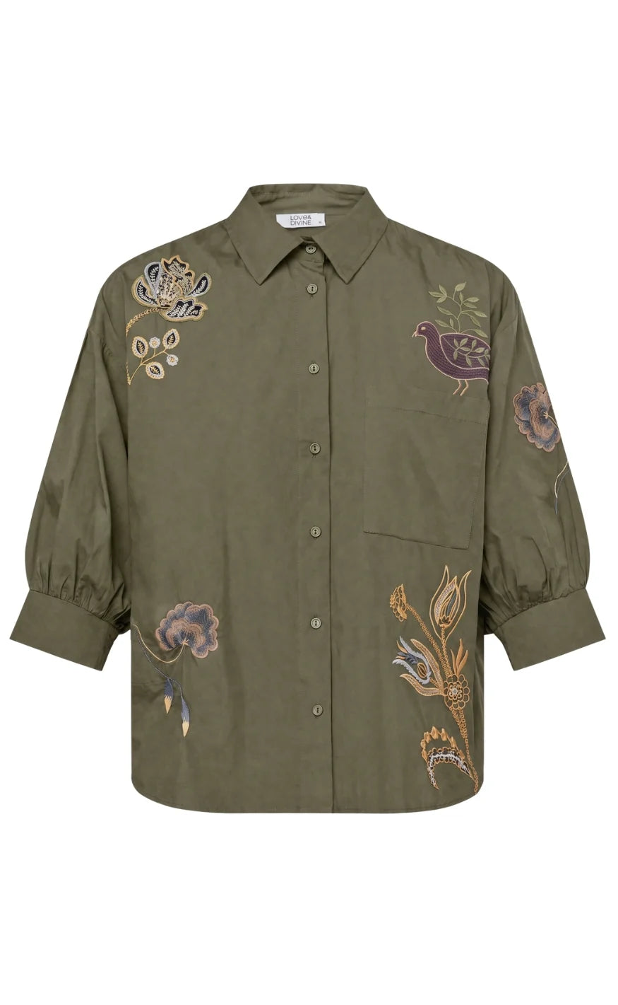 Love & Divine love1604-4 shirt olive