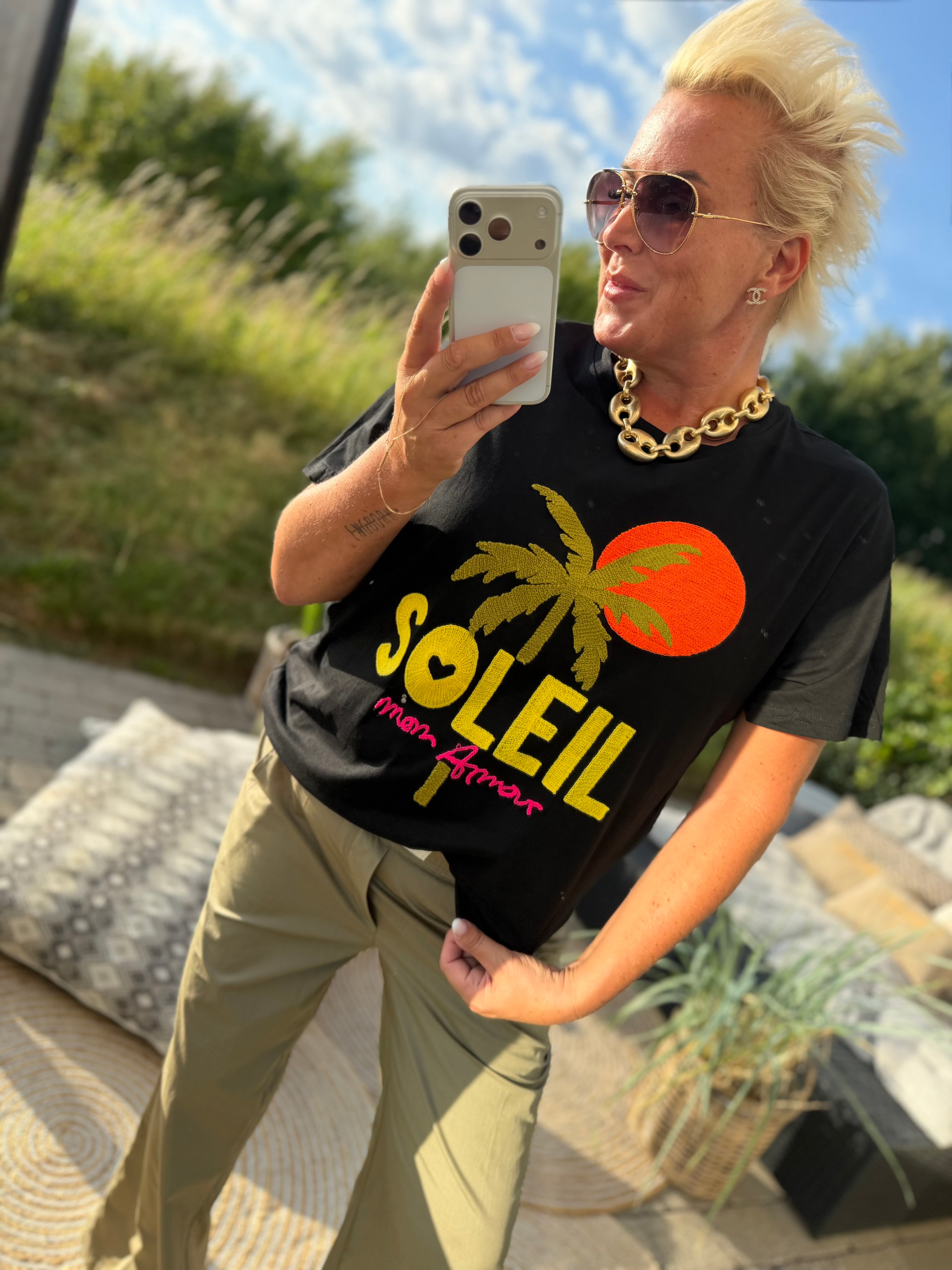 Soleil palm sun T-shirt black