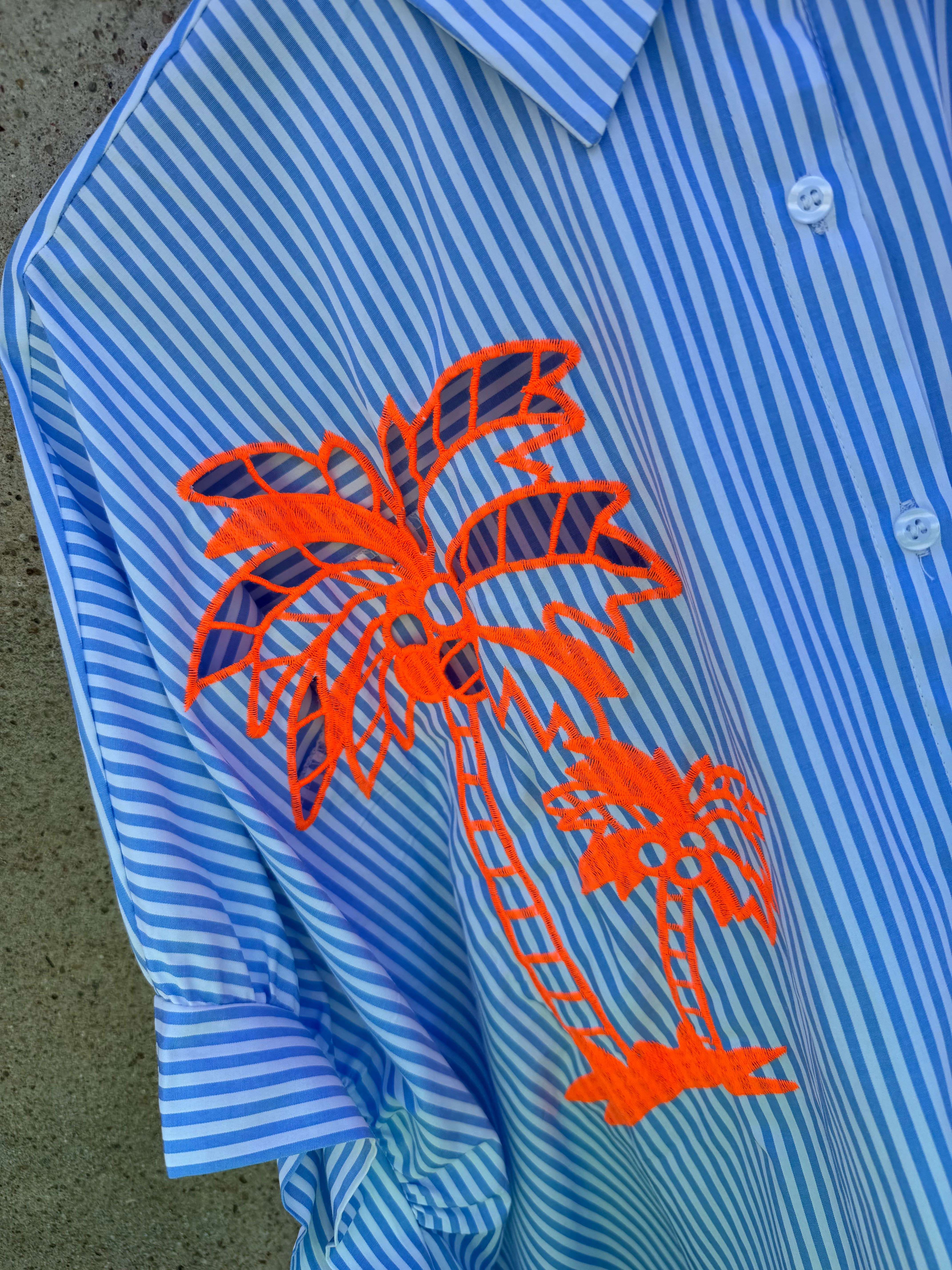 Maui striped shirt palm blue