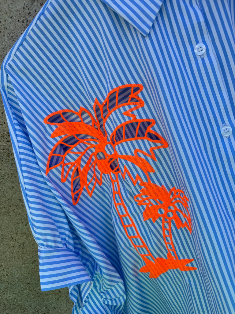 Maui striped shirt palm blue