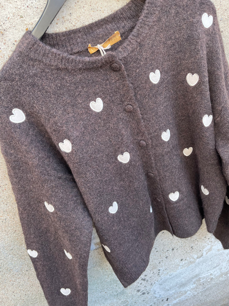 Boho Love B1281 HEART strik cardigan brown