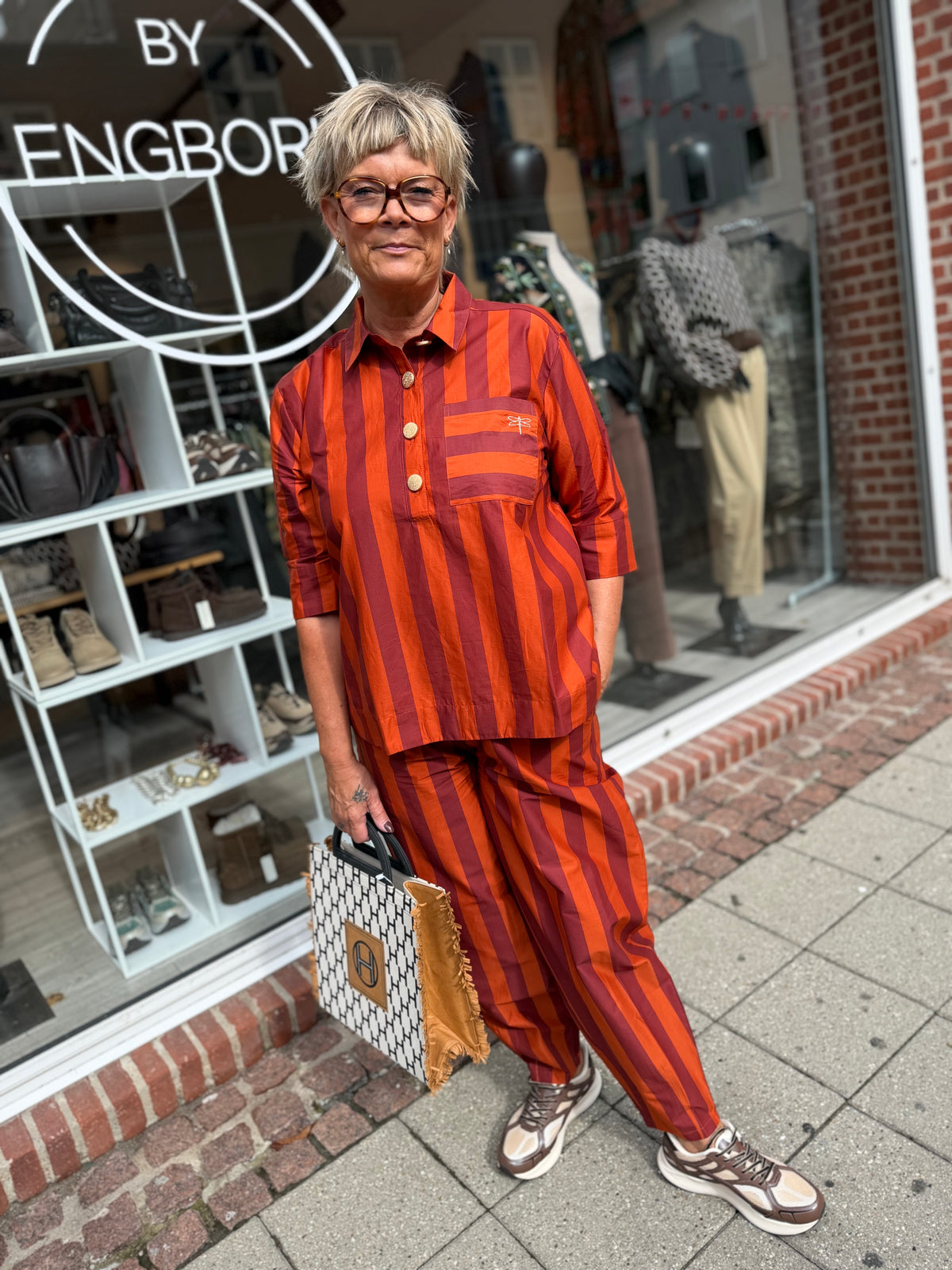 Gaspar 2607922 Colorado stripe pants burnt sienna