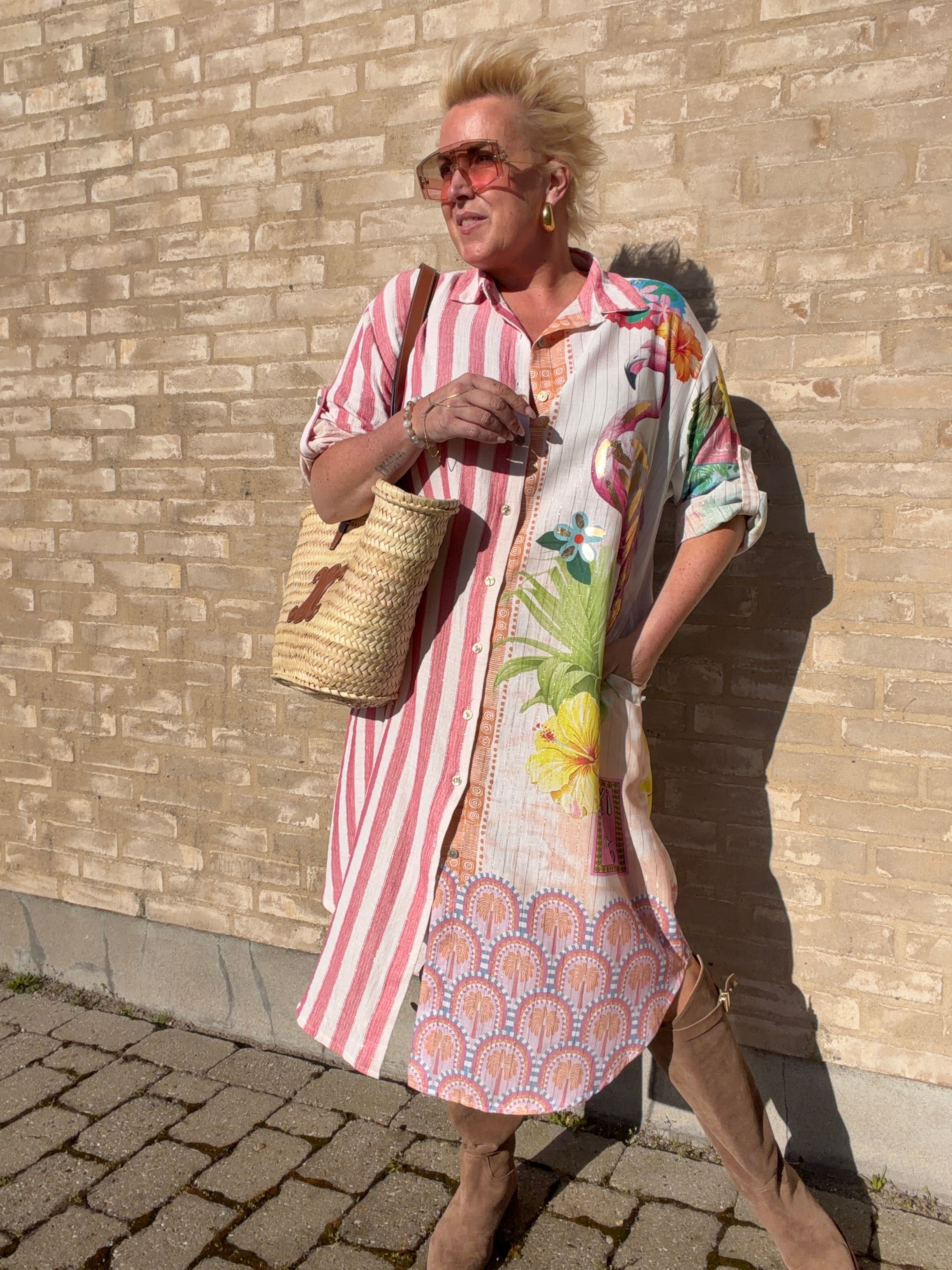 By Engbork Flamingo dress stripe