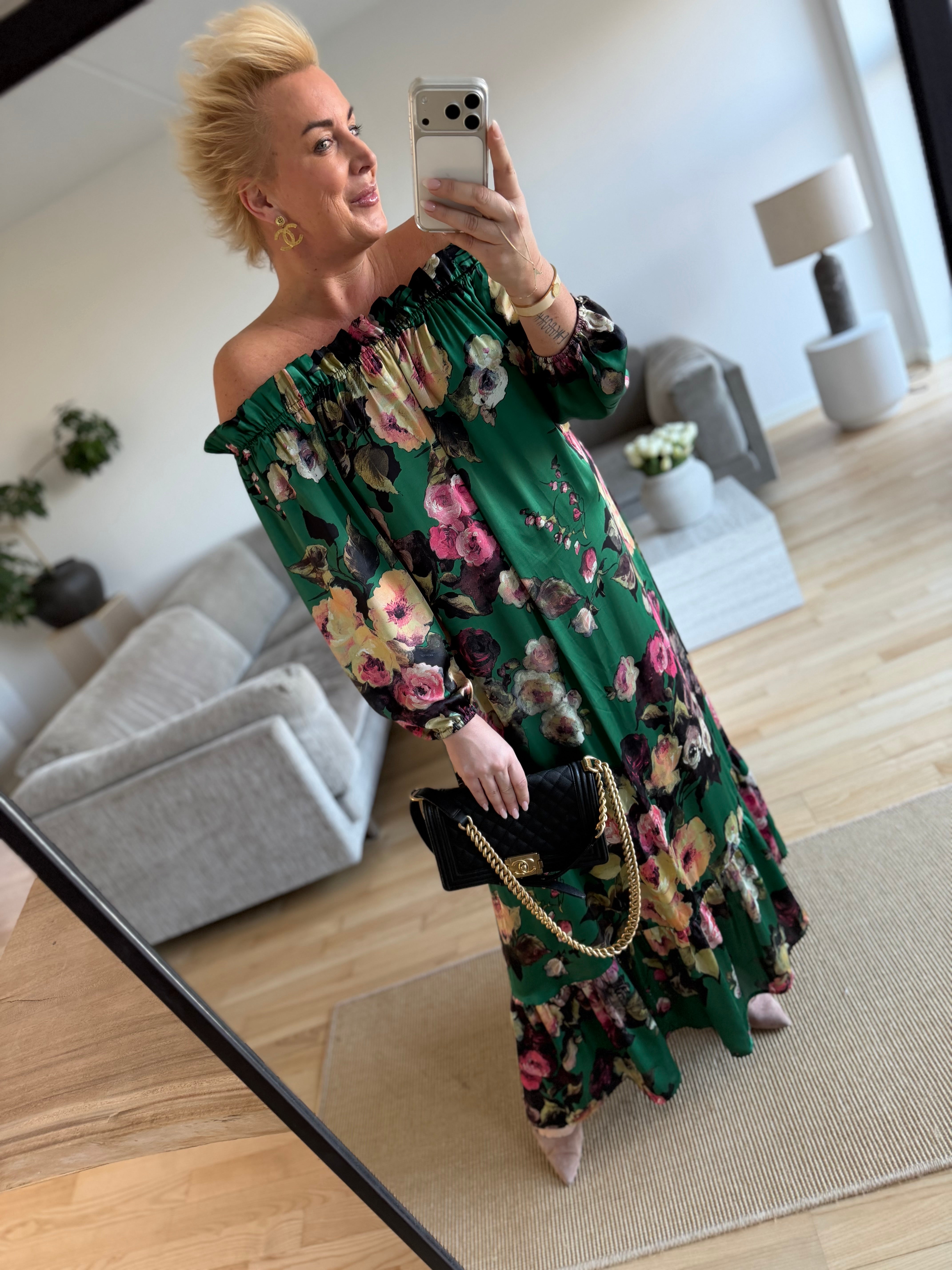 Design By Laerke Elisabeth long dress green bloom