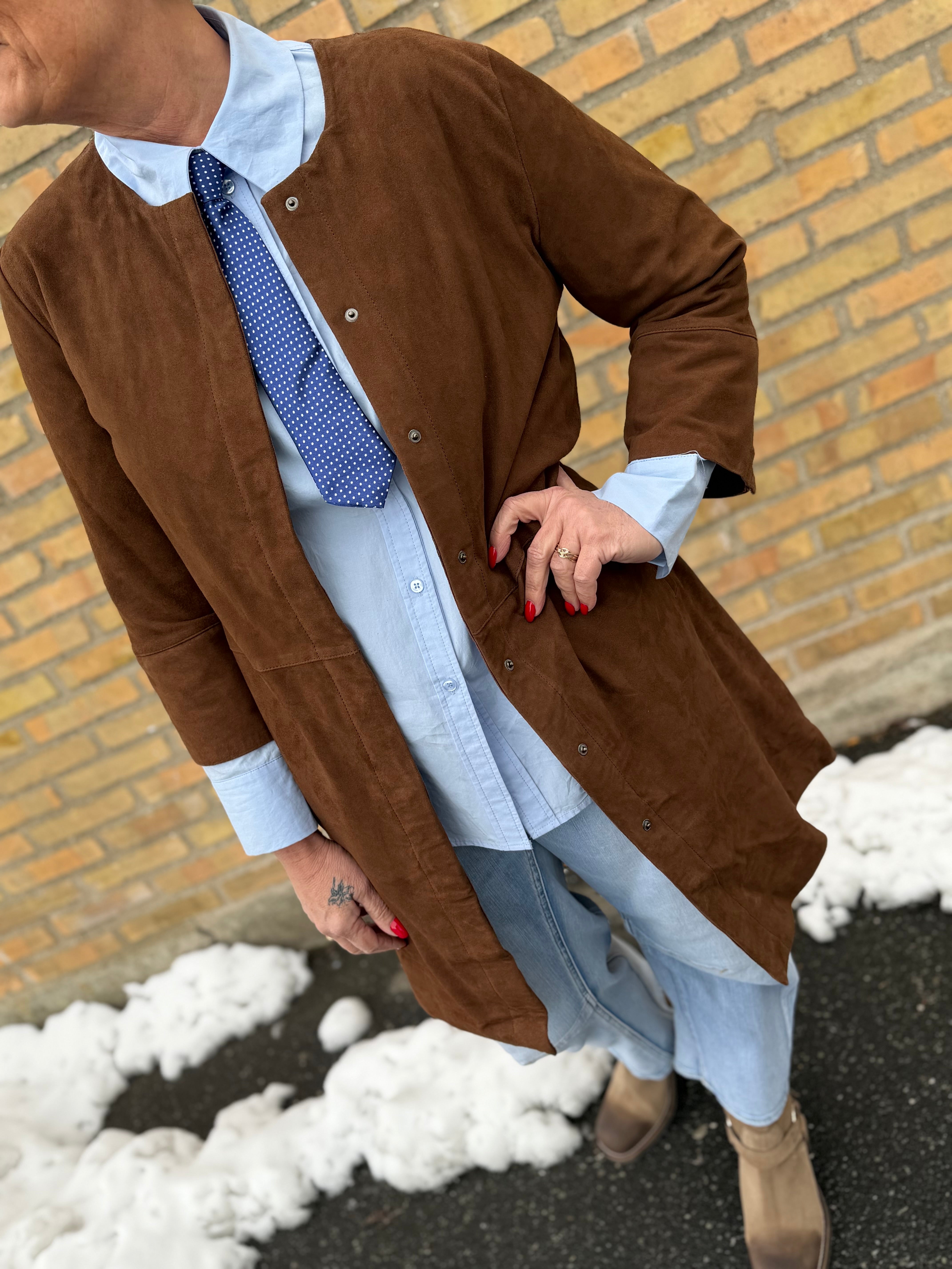 Depeche 51324 Sandy shirt dress suede choco