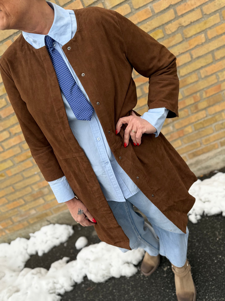 Depeche 51324 Sandy shirt dress suede choco