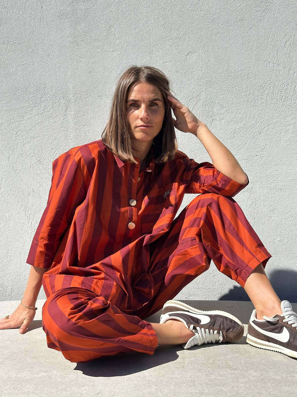 Gaspar 2607313 Porto blouse big stripe burnt sienna