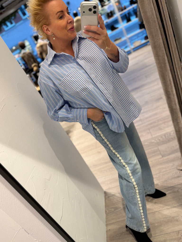 Qnuz 9254 denim jeans Ribbon & Pearls