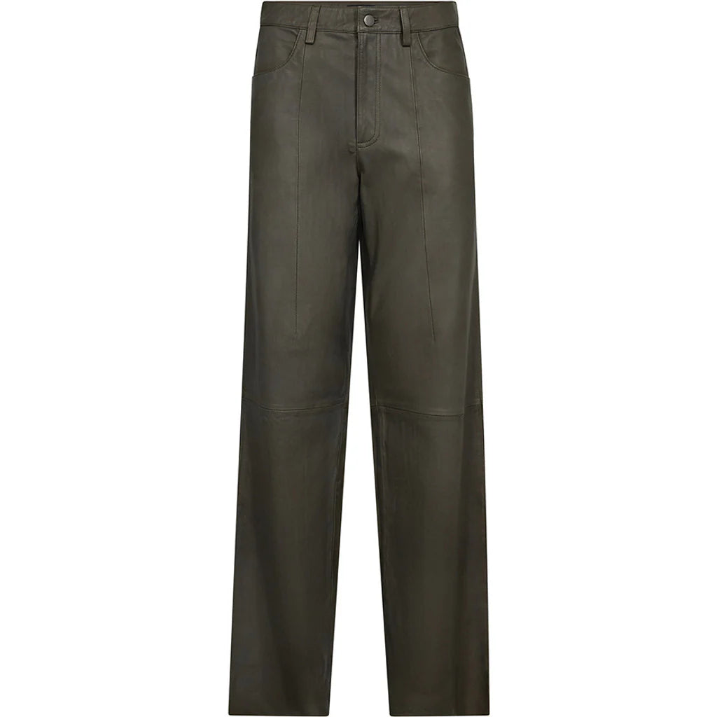 Depeche 51158 Boa HW pants wide leather khaki