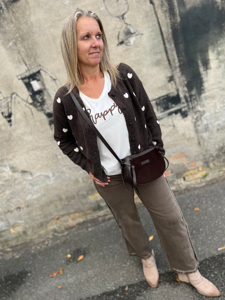 Boho Love B1281 HEART strik cardigan brown