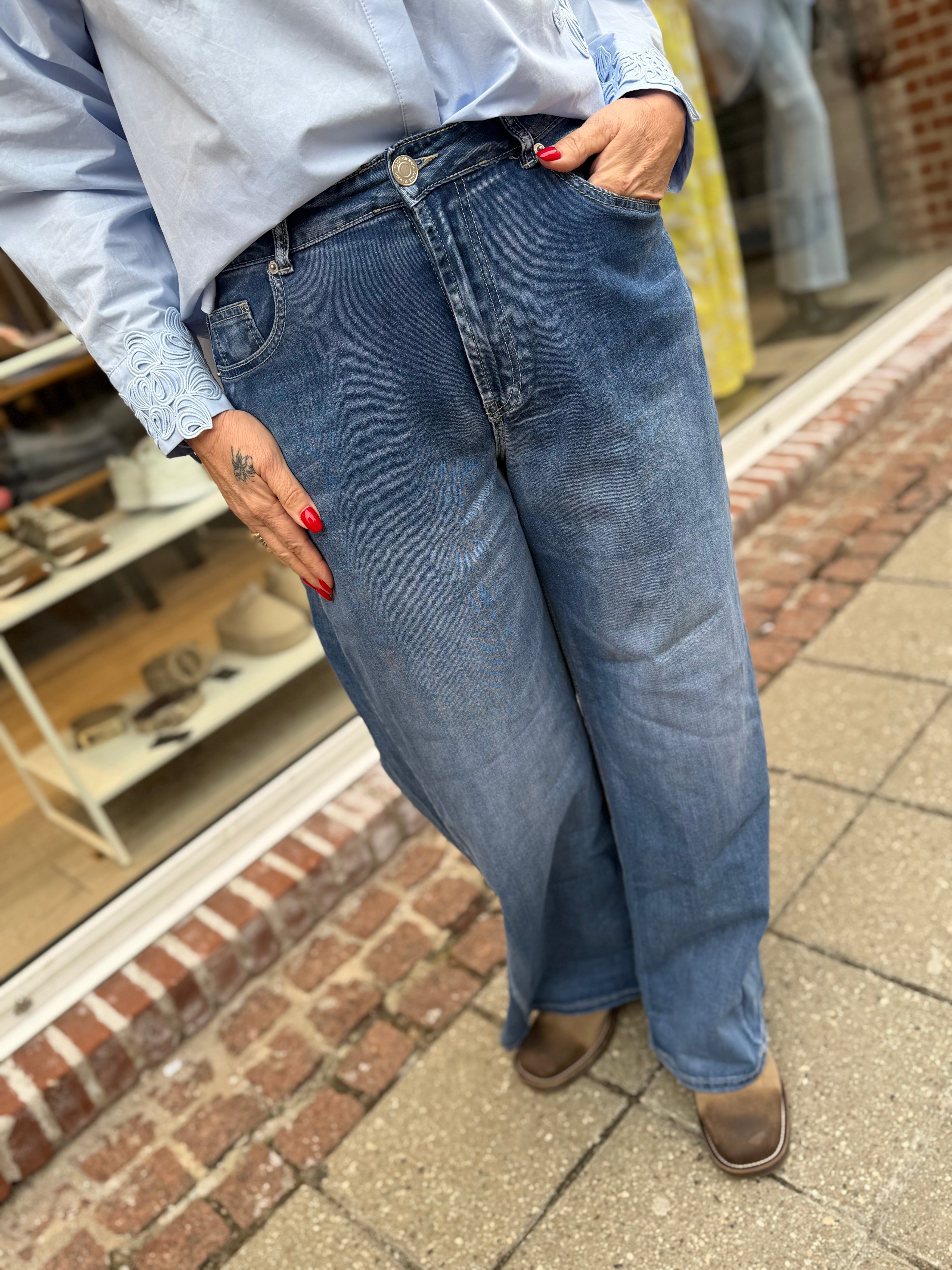 Qnuz 9295 denim jeans wide spring blue