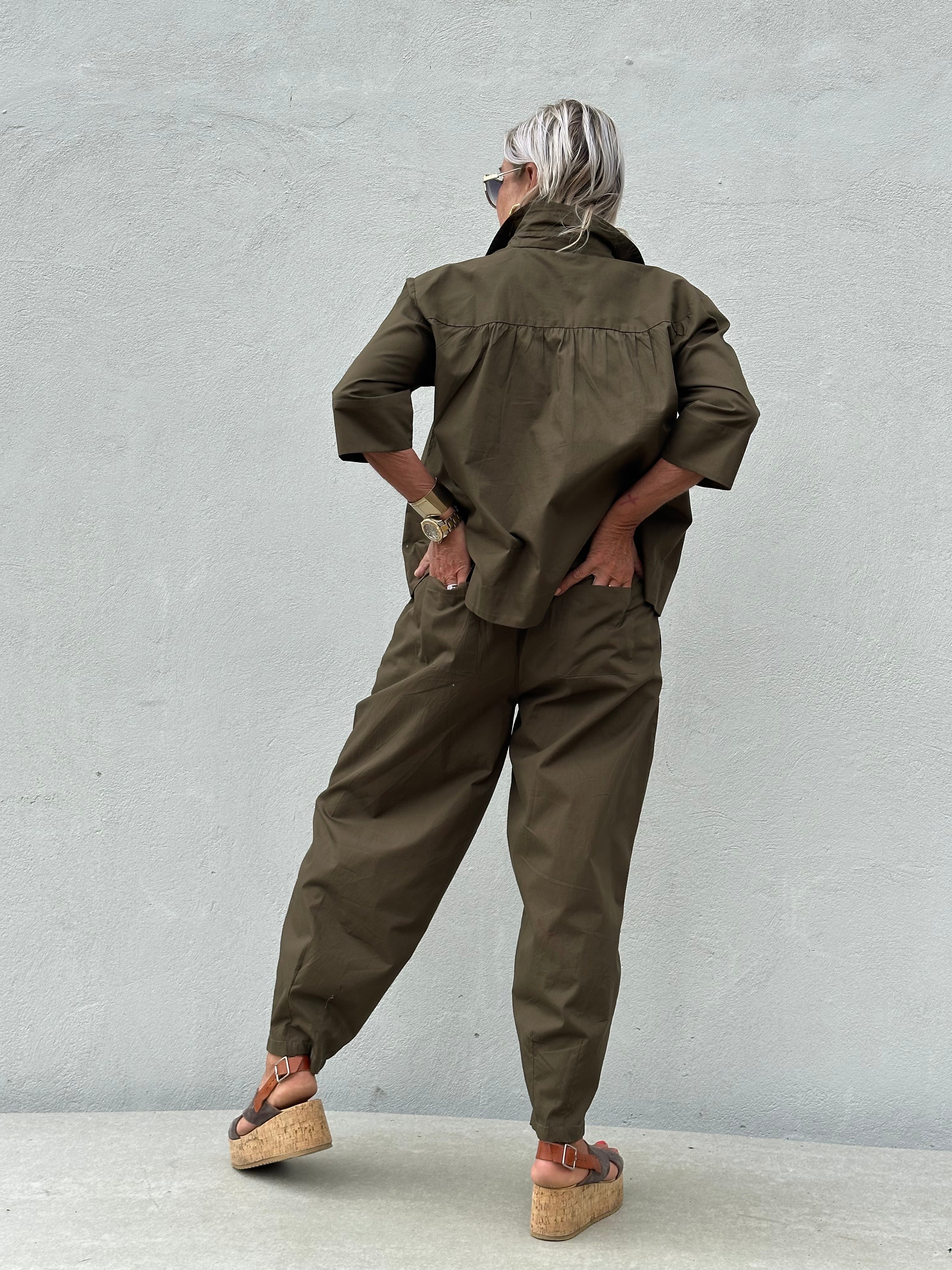 Gaspar 2607306 Porto blouse poplin olive green