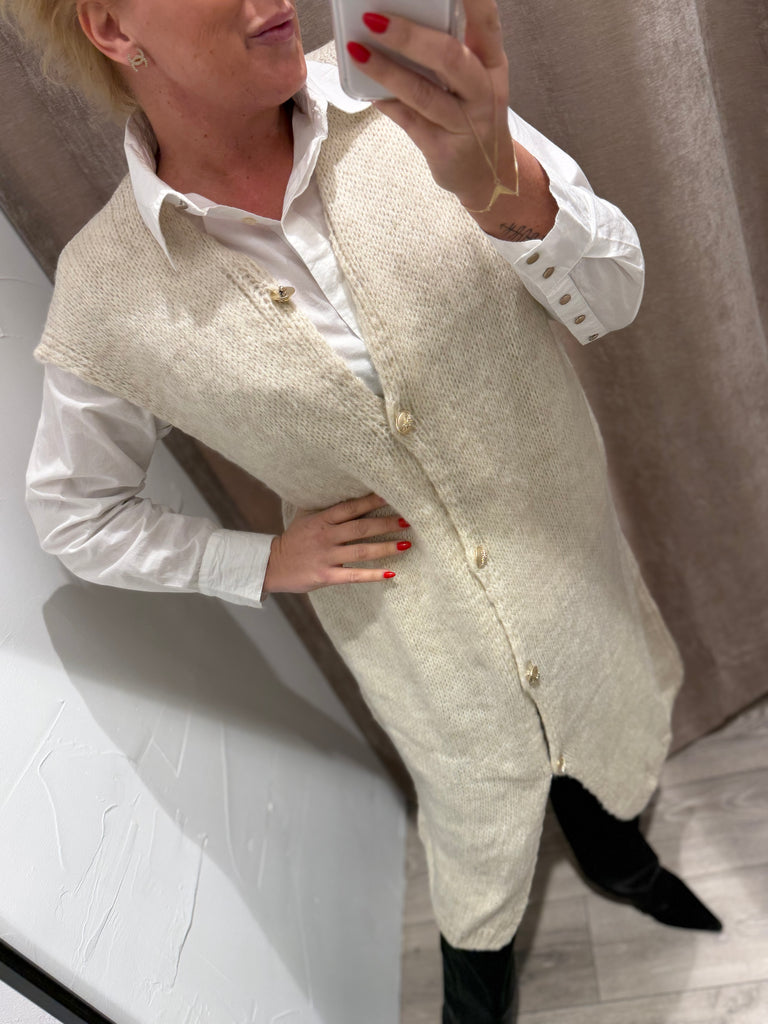 Boho Love B1297 strik lang vest beige