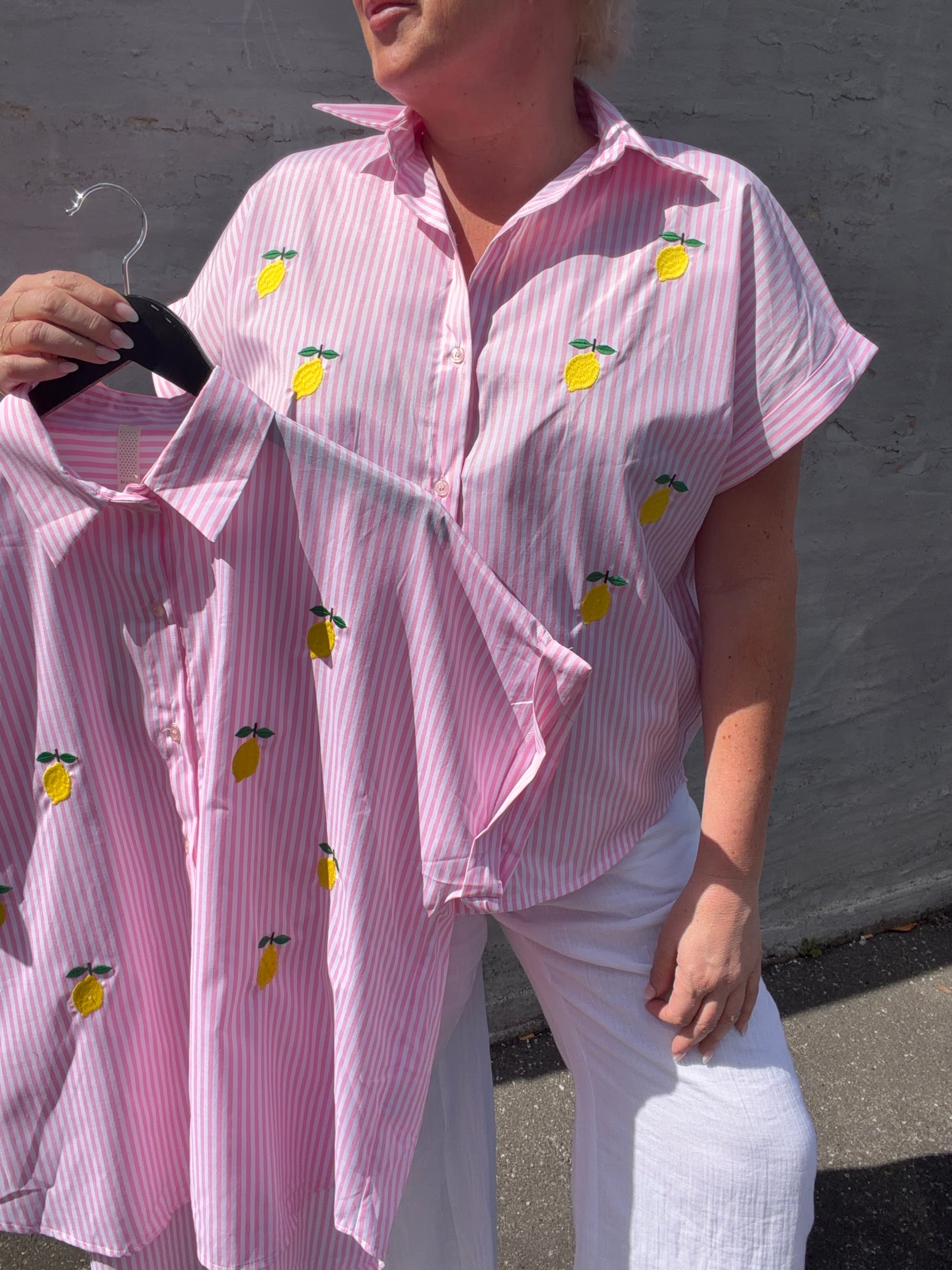 Astrid lemon shirt stripe pink