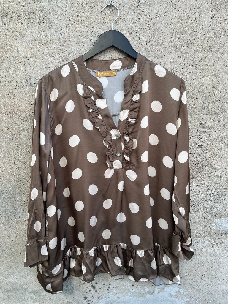 Boho Love B1292 skjorte dot satin taupe