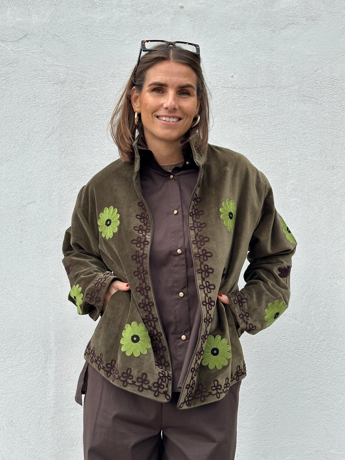Gaspar 2607505 Utah short velvet jacket olive
