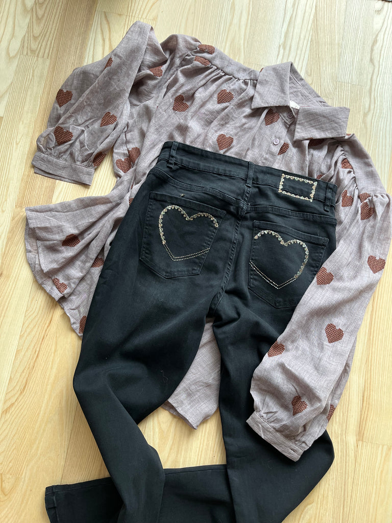 LECOCO 34814 Heart bukser denim washed