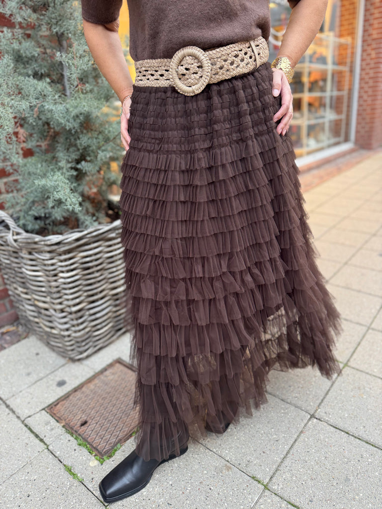 By Engbork Wonder tyl skirt Chokolade