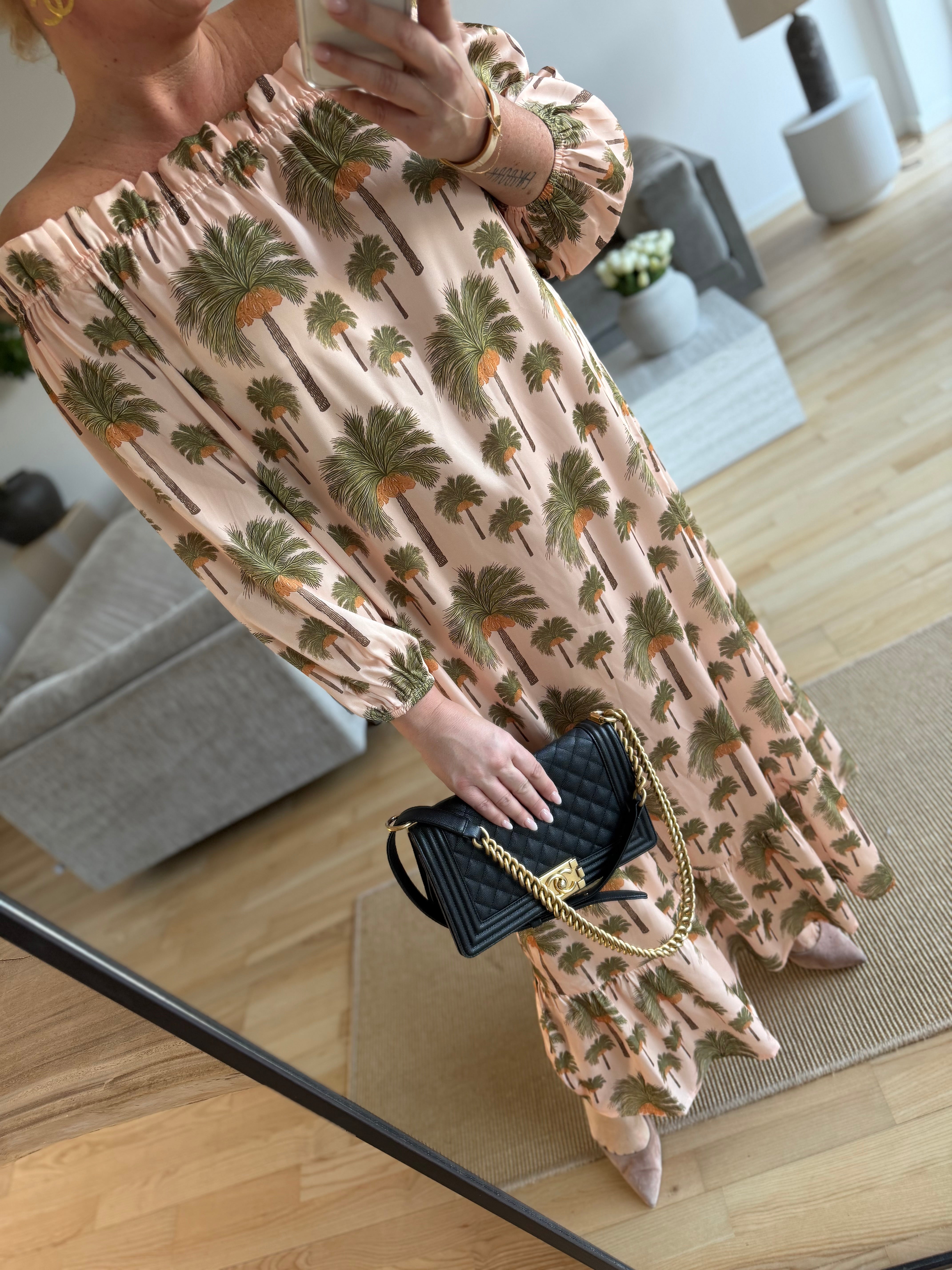 Design By Laerke Elisabeth long dress nude palm