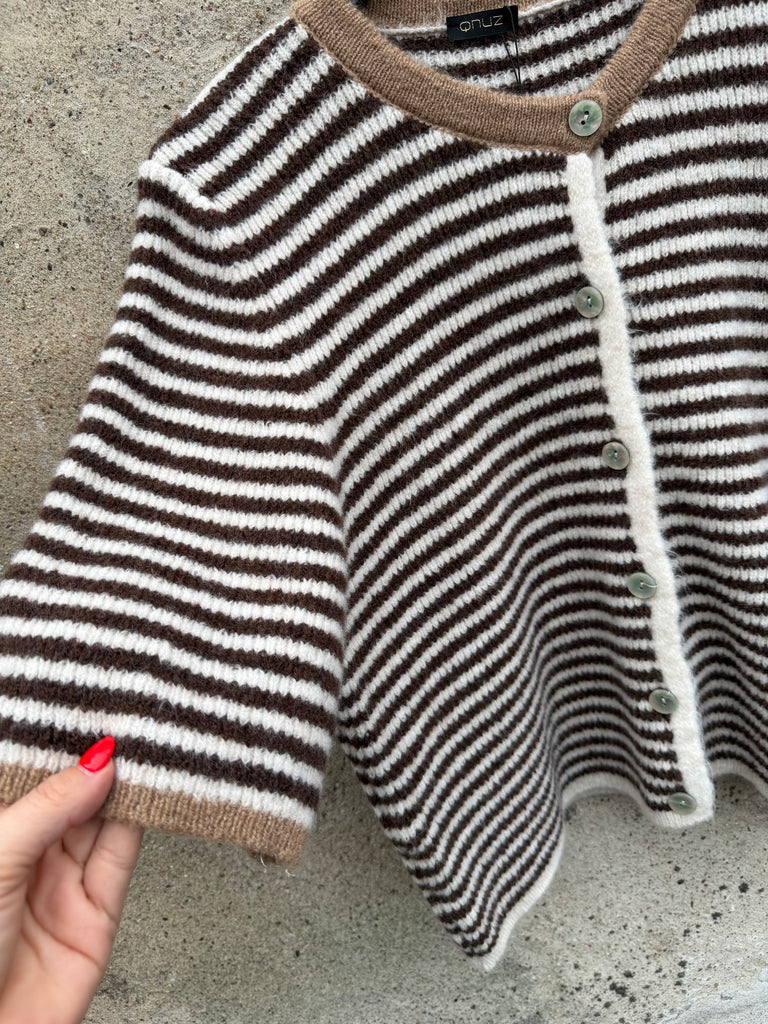 Qnuz 9225 knit striped cardigan choco