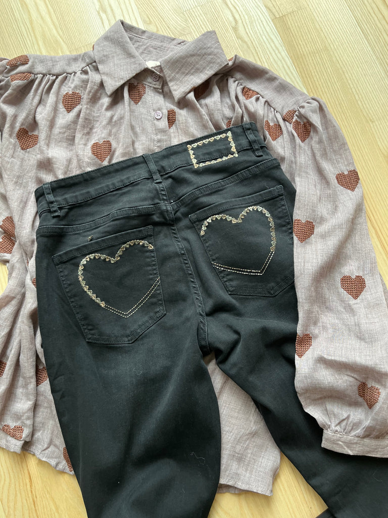 LECOCO 34814 Heart bukser denim washed