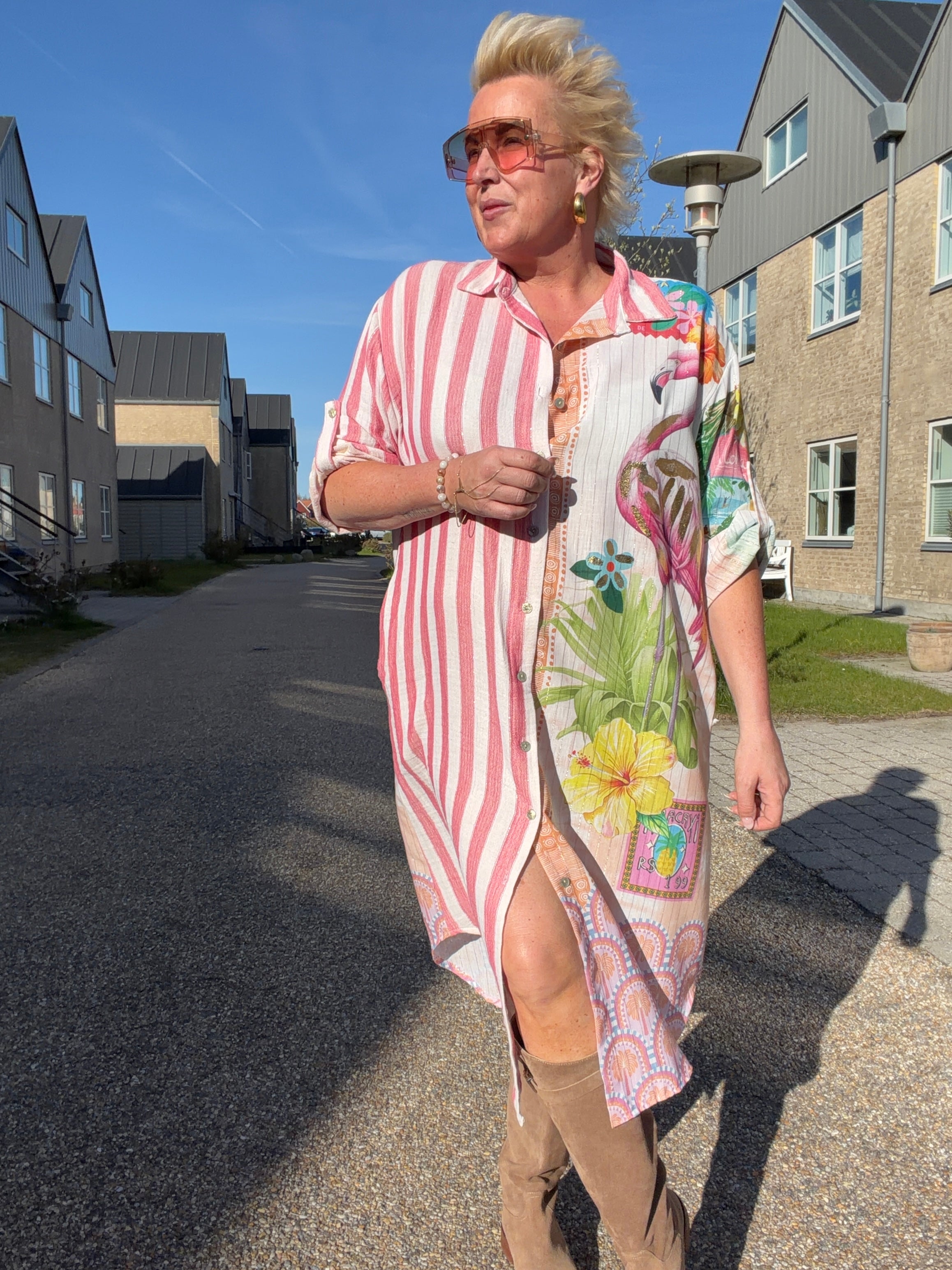 By Engbork Flamingo dress stripe