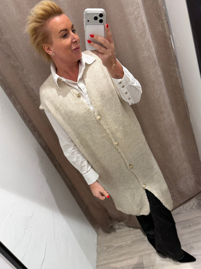 Boho Love B1297 strik lang vest beige