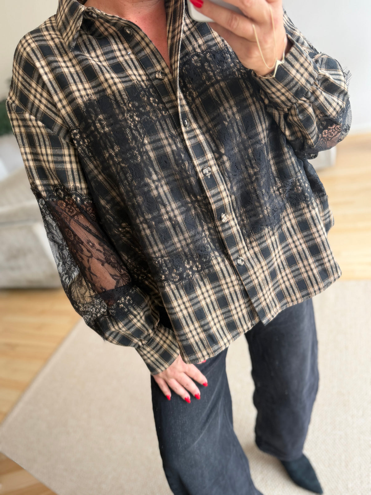 CABANA Living 4682982 Kelly check shirt black