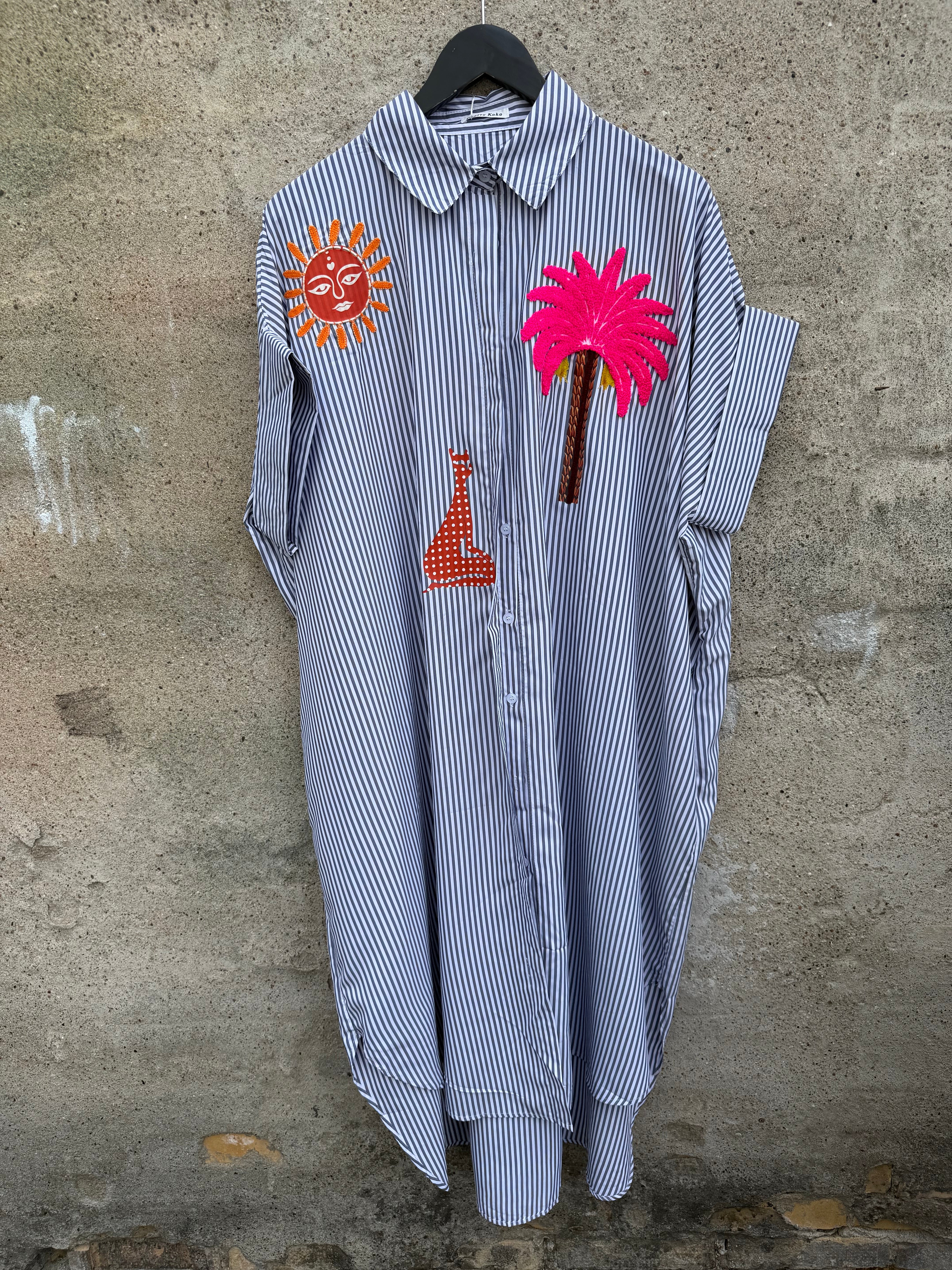 Medina 10289 kjole stribet grey