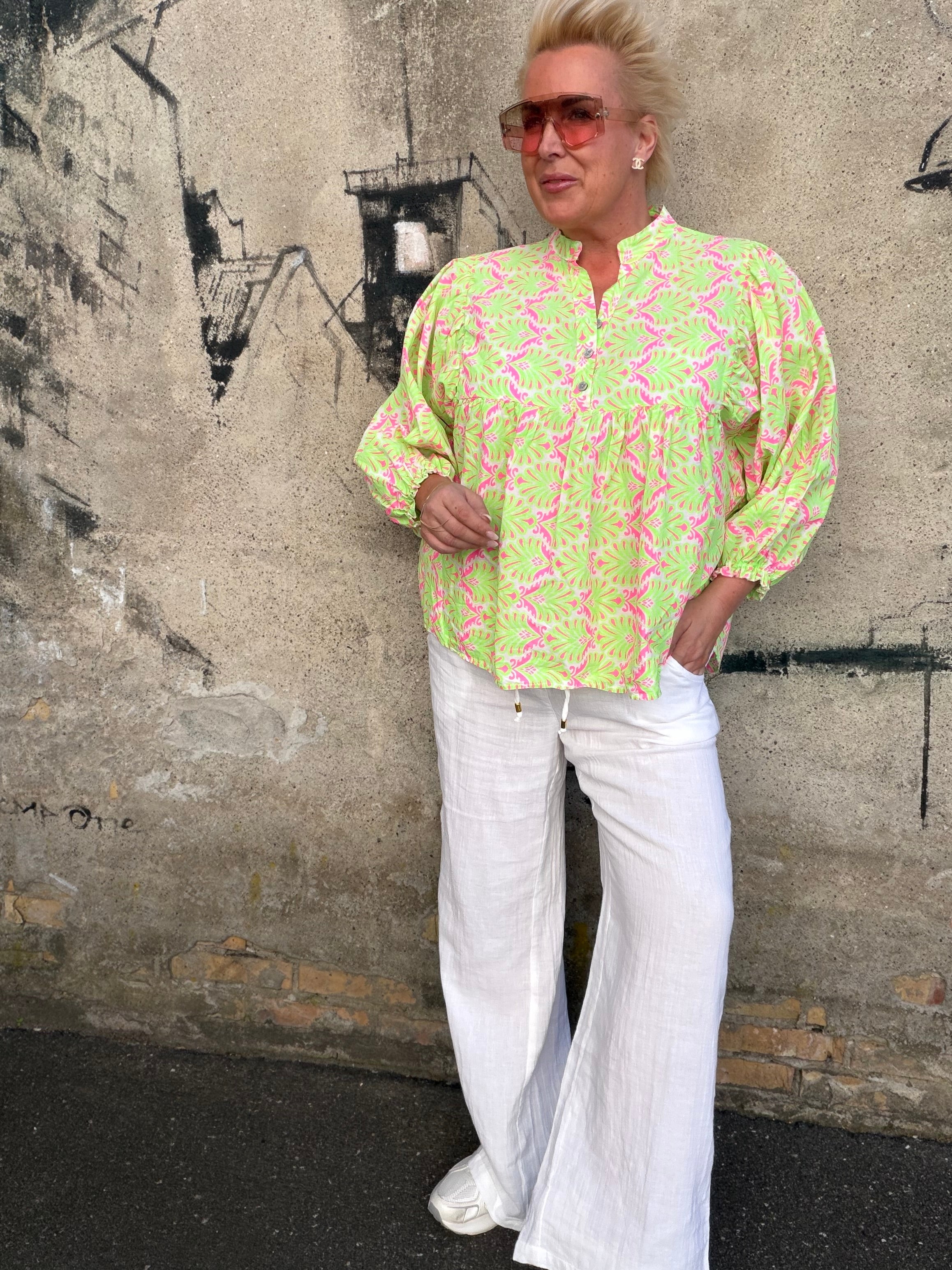 By Engbork Adelina shirt print lime
