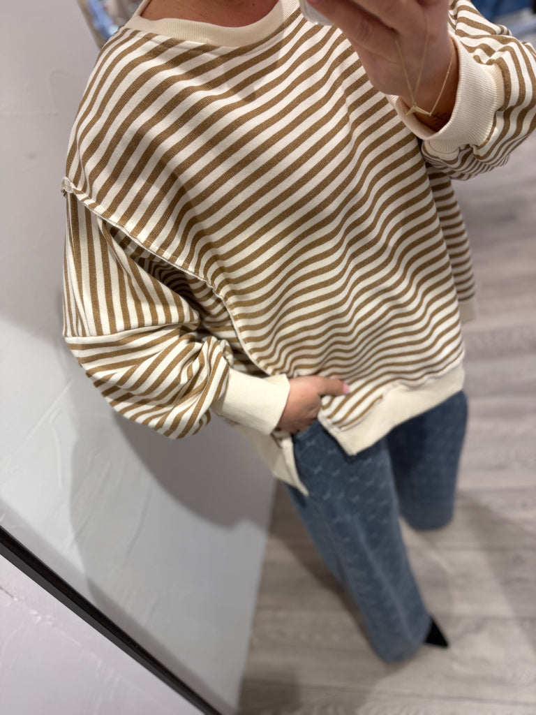 By Engbork Wilma bluse stripe brown