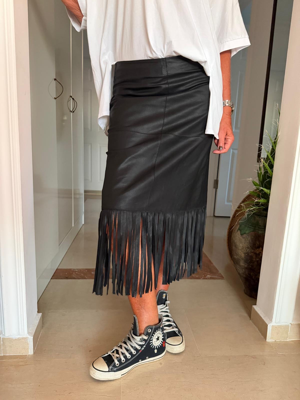 Depeche 51518 Safina skirt fringes black