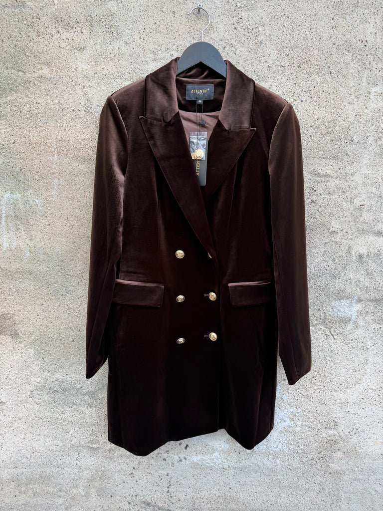 By Engbork Amalia velour blazer gold brown