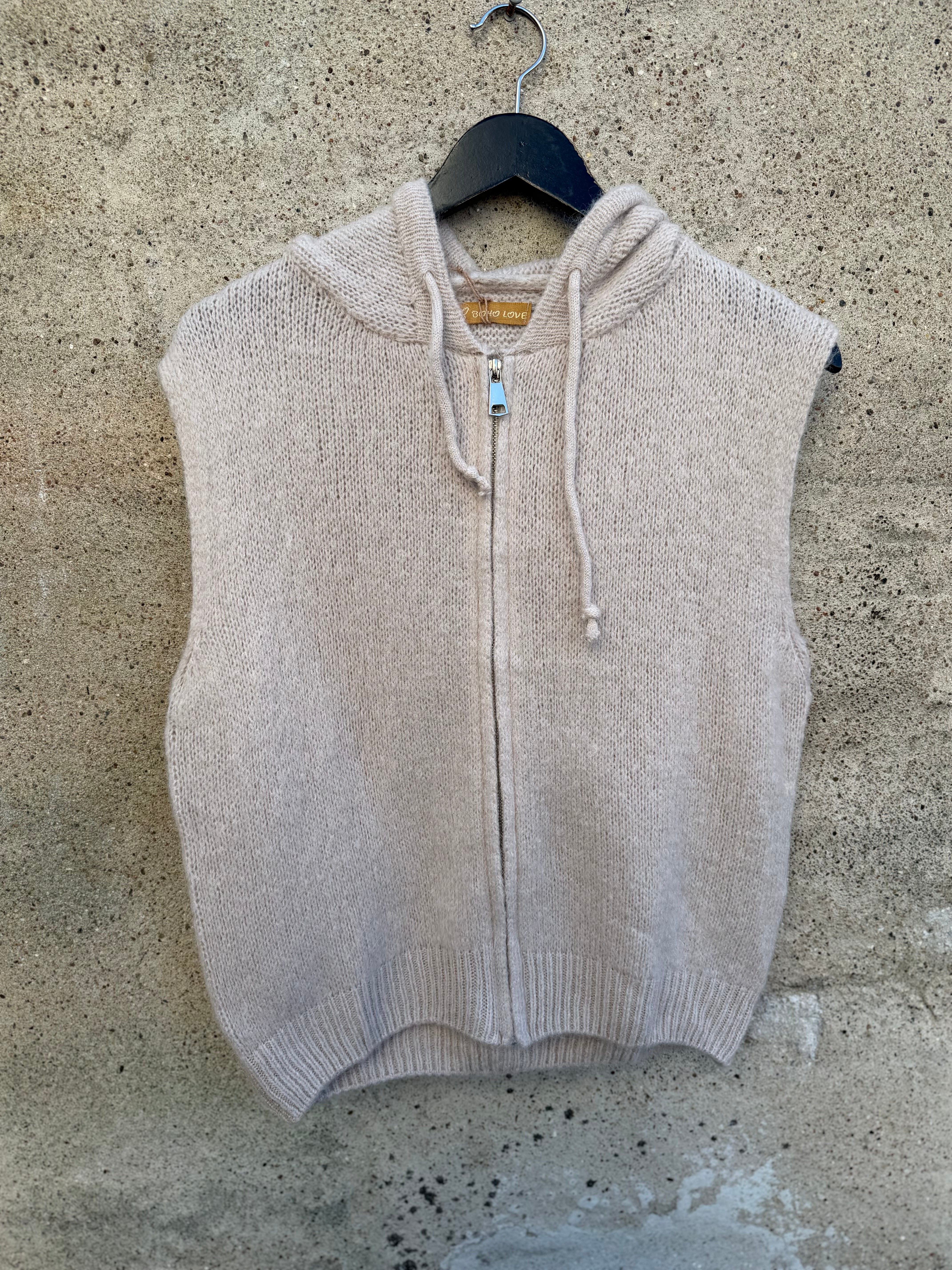 Boho Love B1342 strik vest hoodie beige