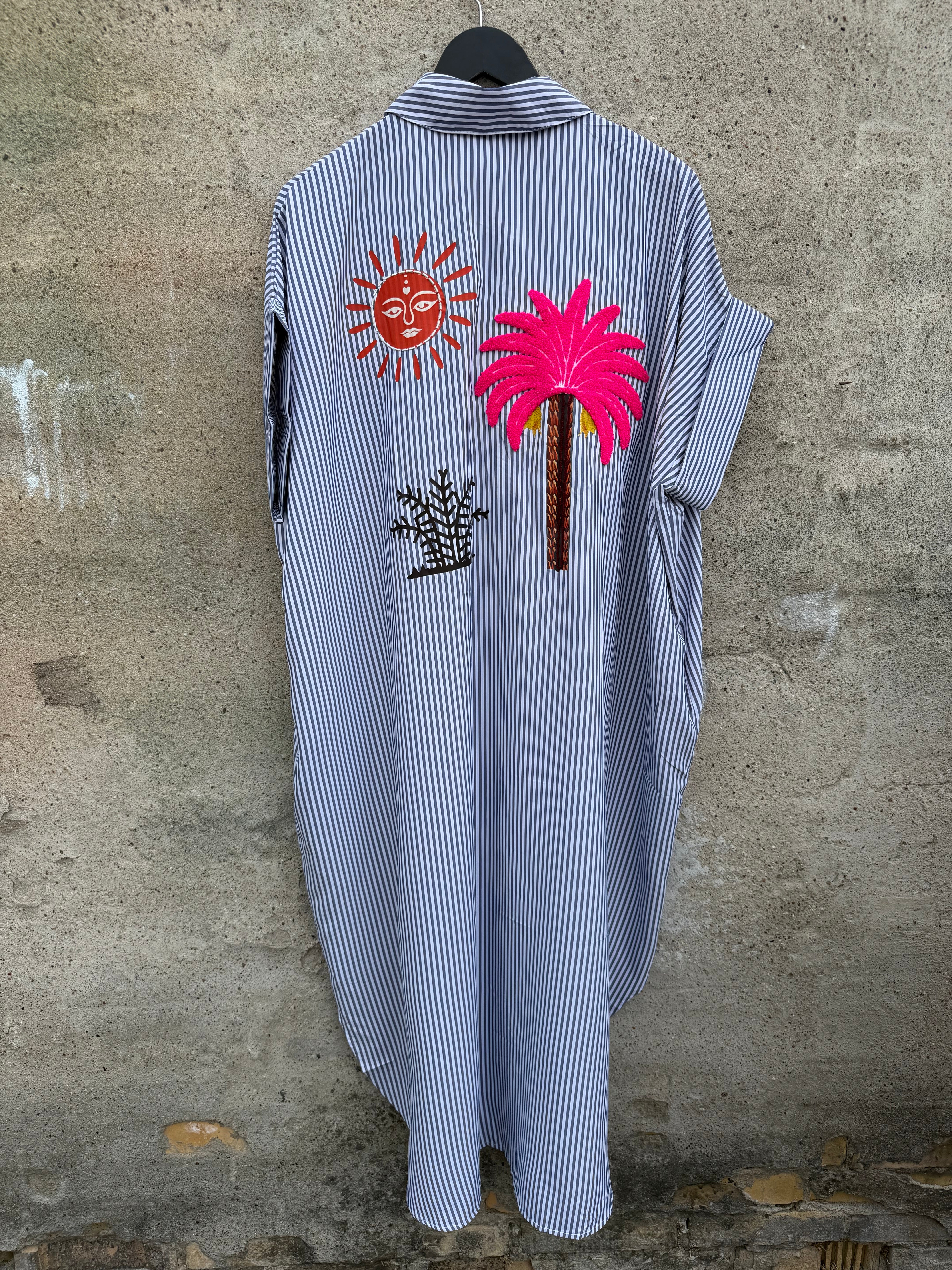Medina 10289 kjole stribet grey