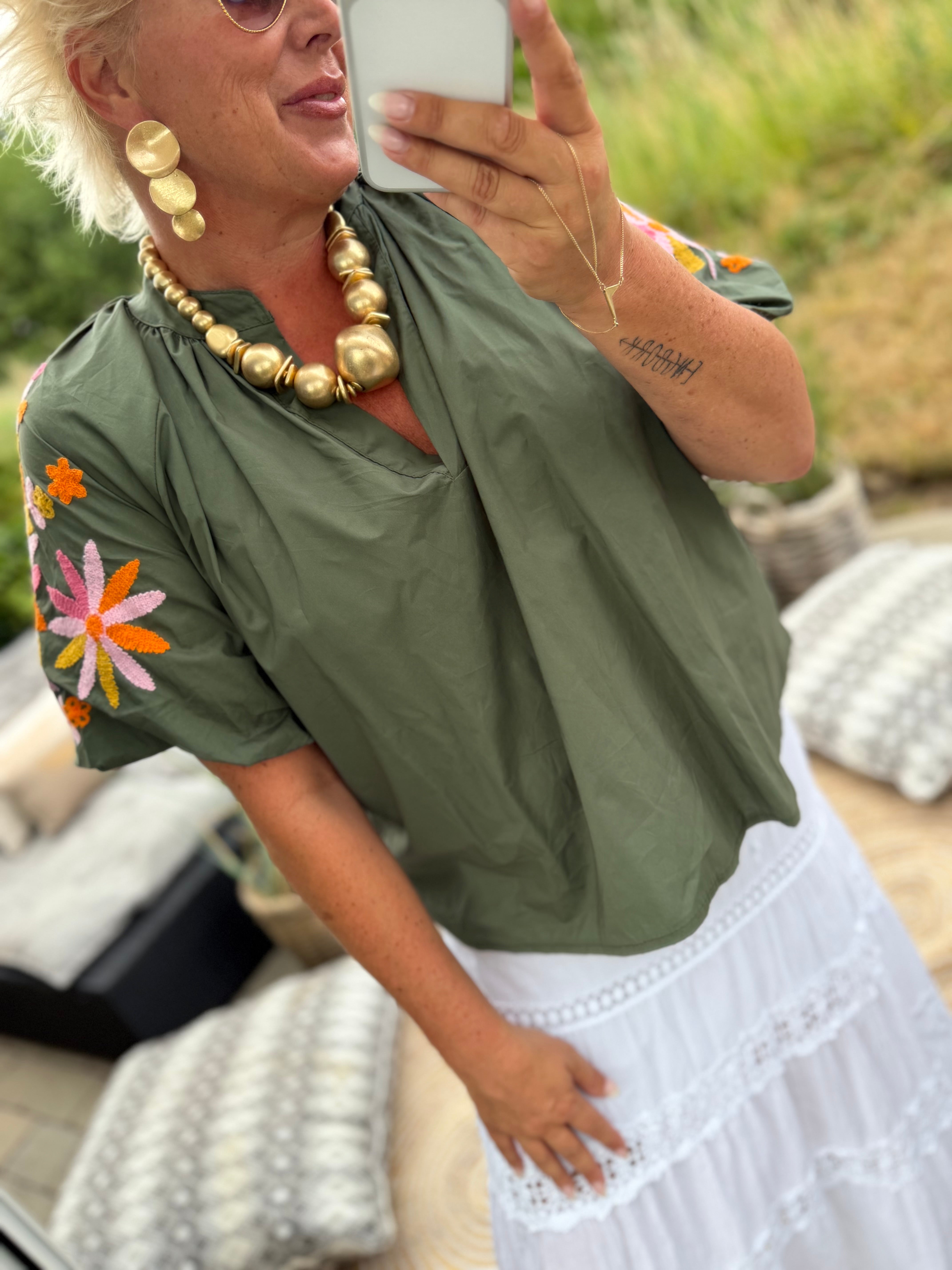 Boho Love B1403 blouse army