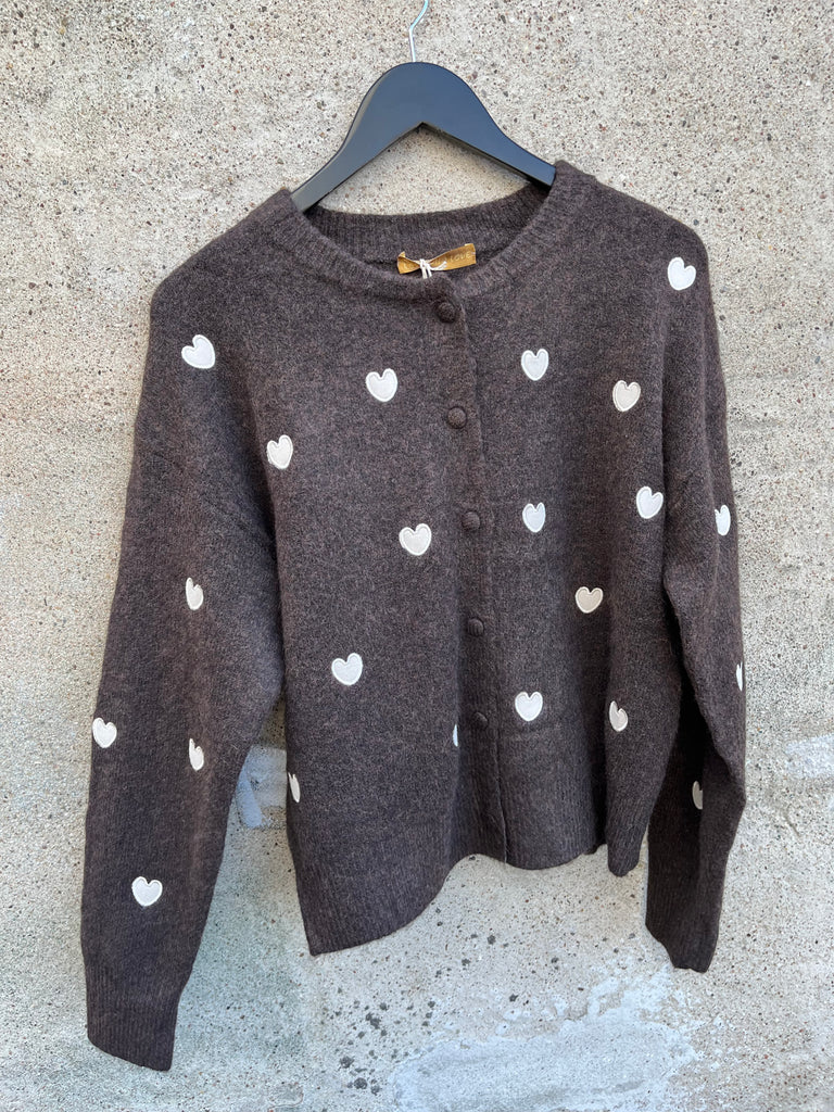 Boho Love B1281 HEART strik cardigan brown