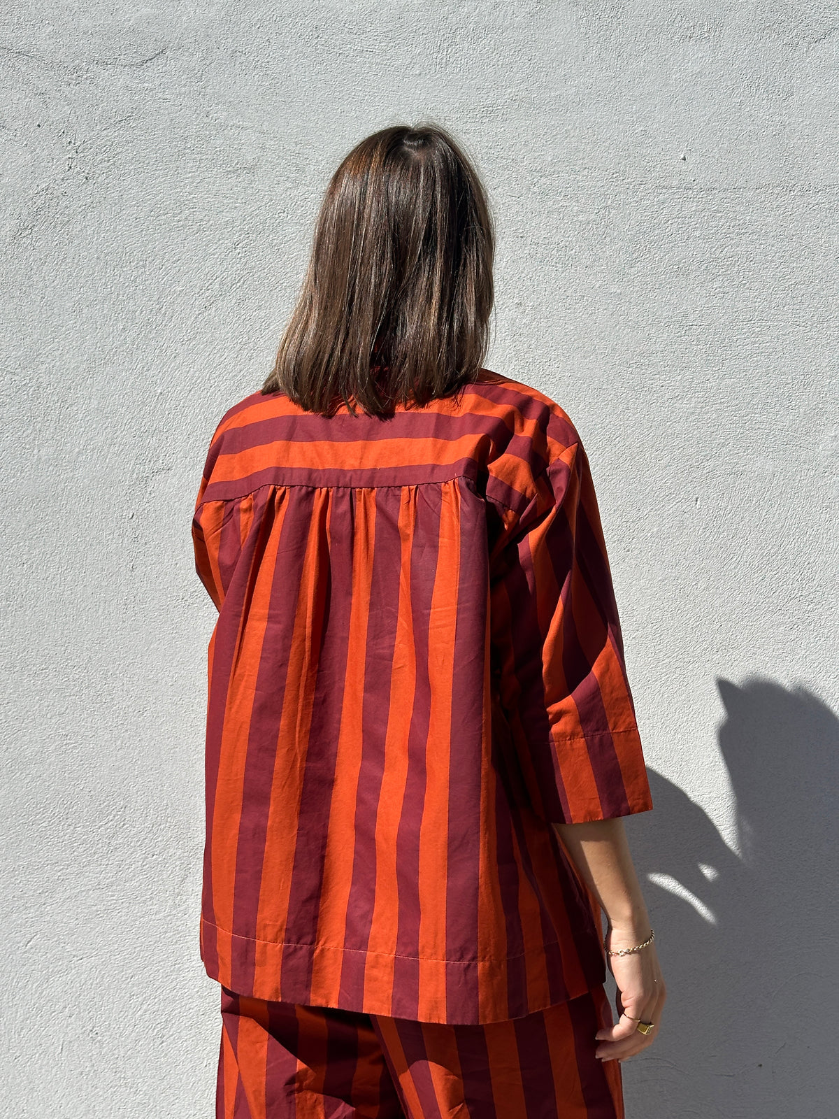 Gaspar 2607313 Porto blouse big stripe burnt sienna