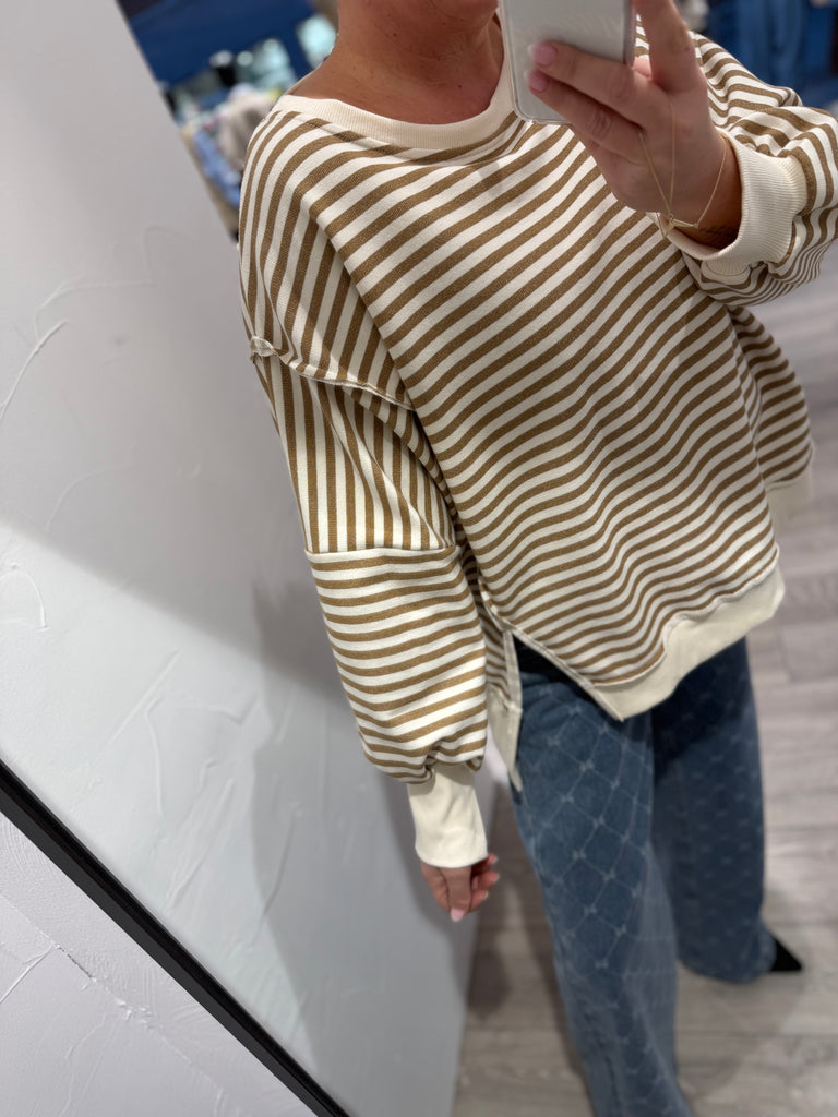 By Engbork Wilma bluse stripe brown