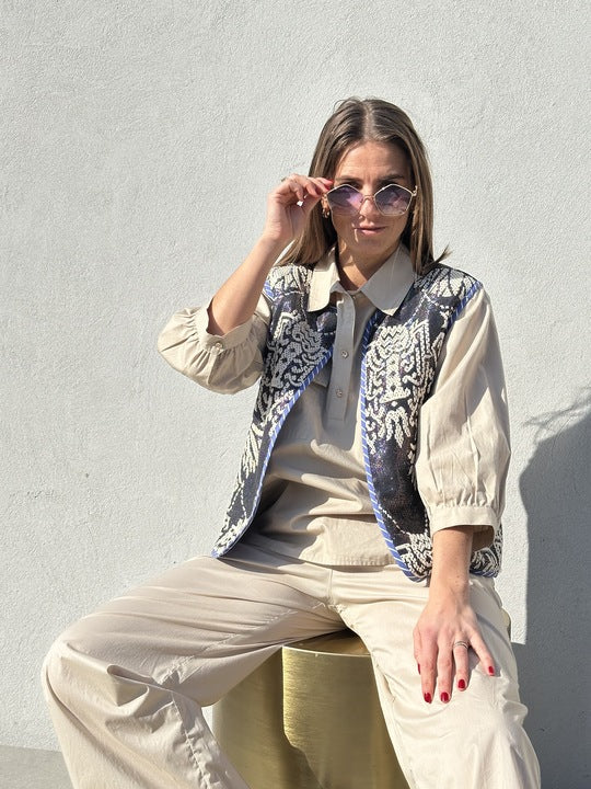 Gaspar 2601333 Marli waistcoat print black